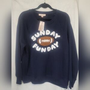 NWT Philosophy "Sunday Funday" Football Size XL Navy Graphic Sweatshirt